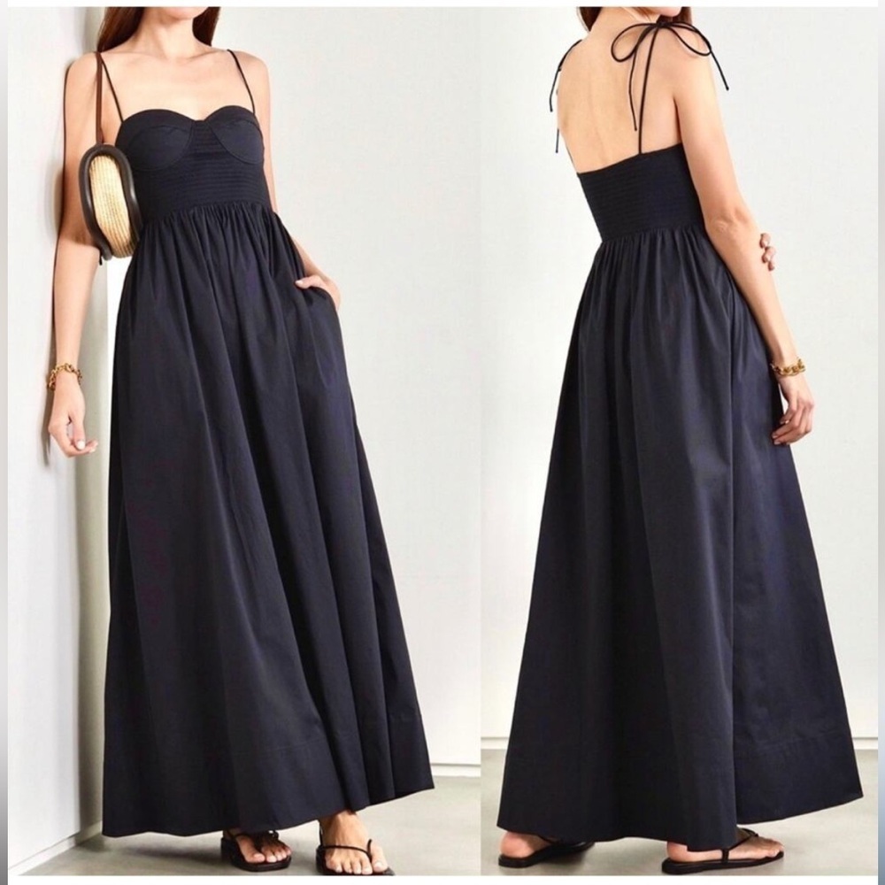 STAUD Landry Black Maxi Dress Size L NWT 350$ - Picture 3 of 13